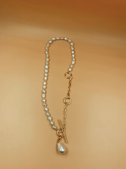 Classic Toggle Pearl Necklace In Sterling Silver