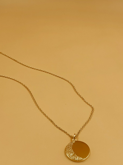 Medium Moon Medallion Necklace  | 18kt Solid Gold