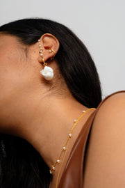 Moondrop Pearl Ear Studs | 18kt Solid Gold
