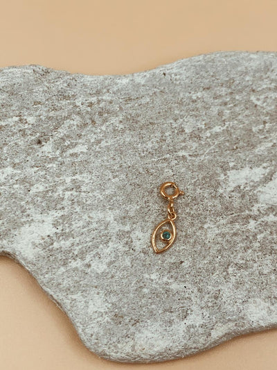 Mini Evil Eye Charm | 18kt Solid Gold