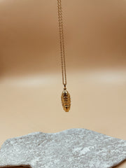 Lune Chrysalis Pendant Necklace With Plain Chain In 18kt Solid Gold