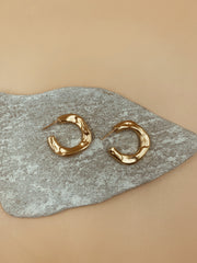 Mini Crater Hoops | 18KT Solid Gold