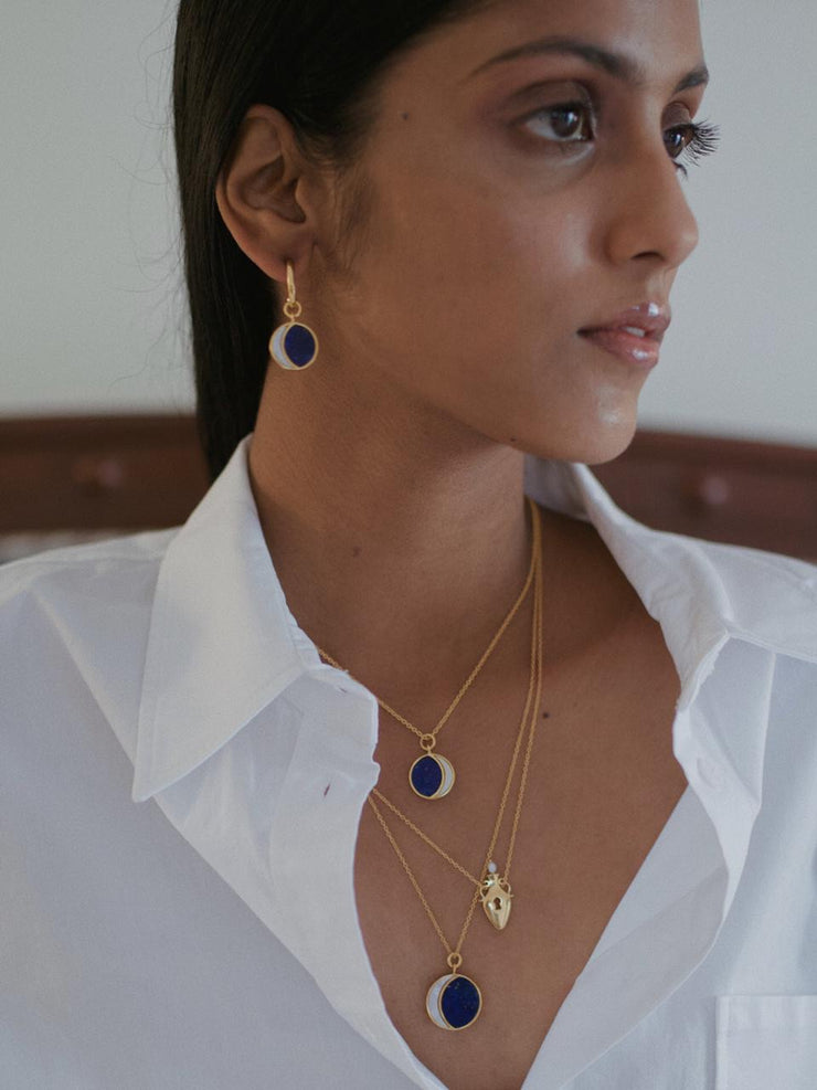 Big Night Of The Blue Moon Necklace | 18kt Solid Gold
