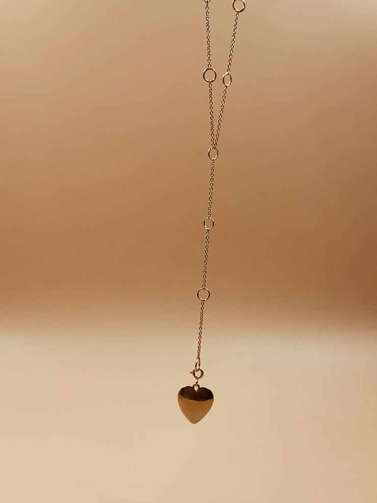 Dona Paula Heart Charm Link Lariat Necklace