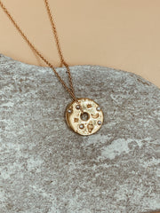Small Celestial Record Pendant Necklace | 18KT Solid Gold