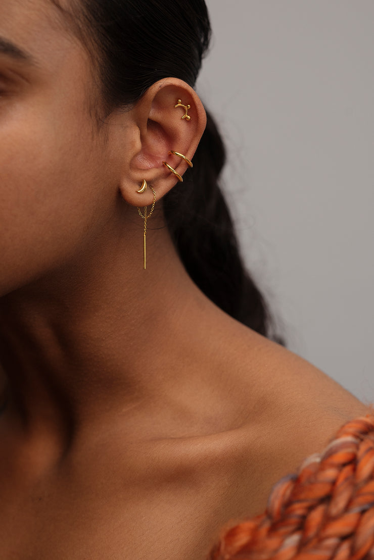 Isa Crescent Threader Chain and Needle Earrings
