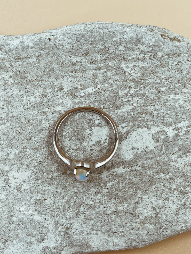 Nova Opal Oval Ring In Silver Tone