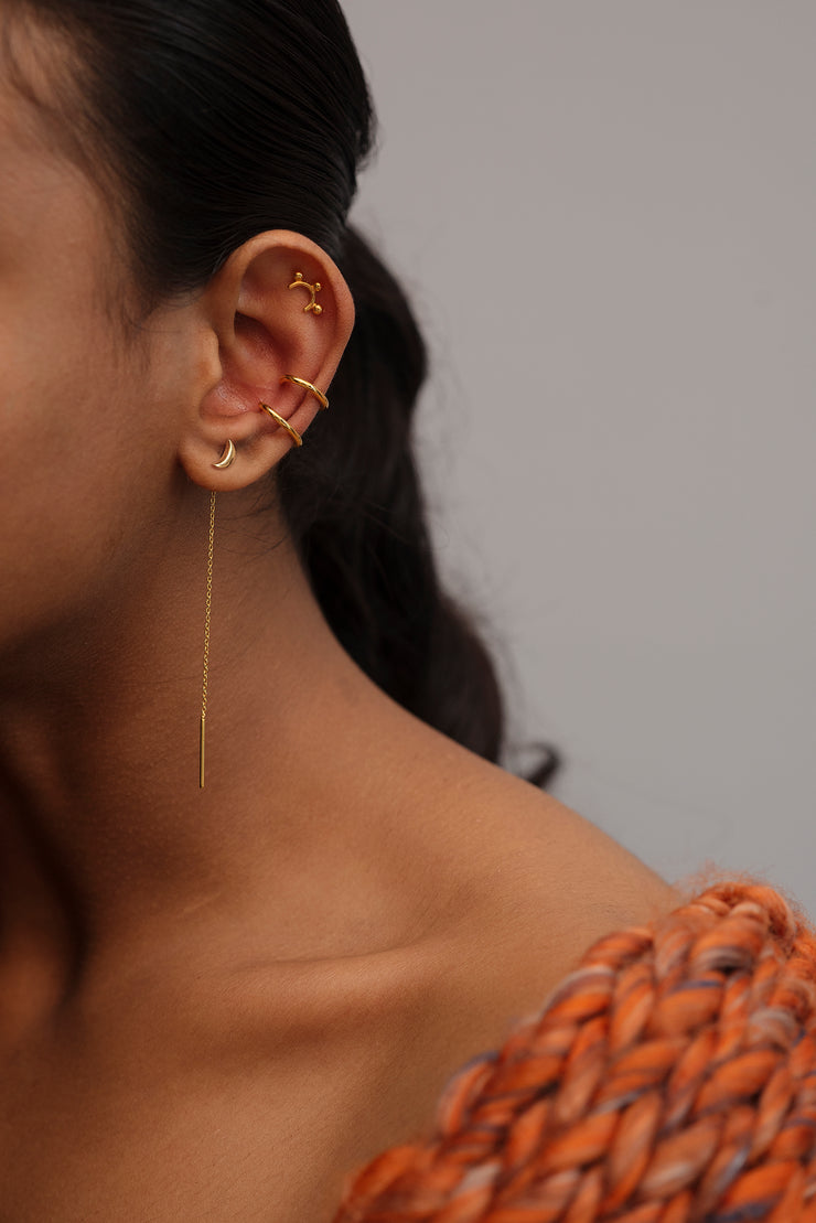 Isa Crescent Threader Chain and Needle Earrings