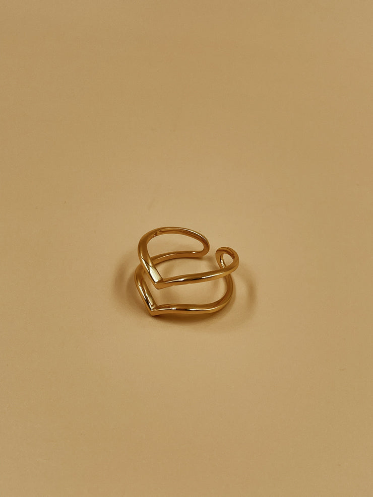 Soma Double V Ring | 18kt Solid Gold