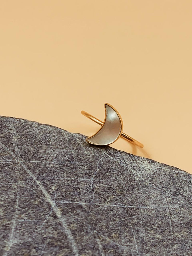 Essential Mother of Pearl Crescent Moon Ring