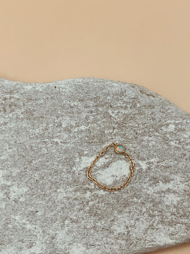 Odxel Opal Chain Ring | 18kt Solid Gold