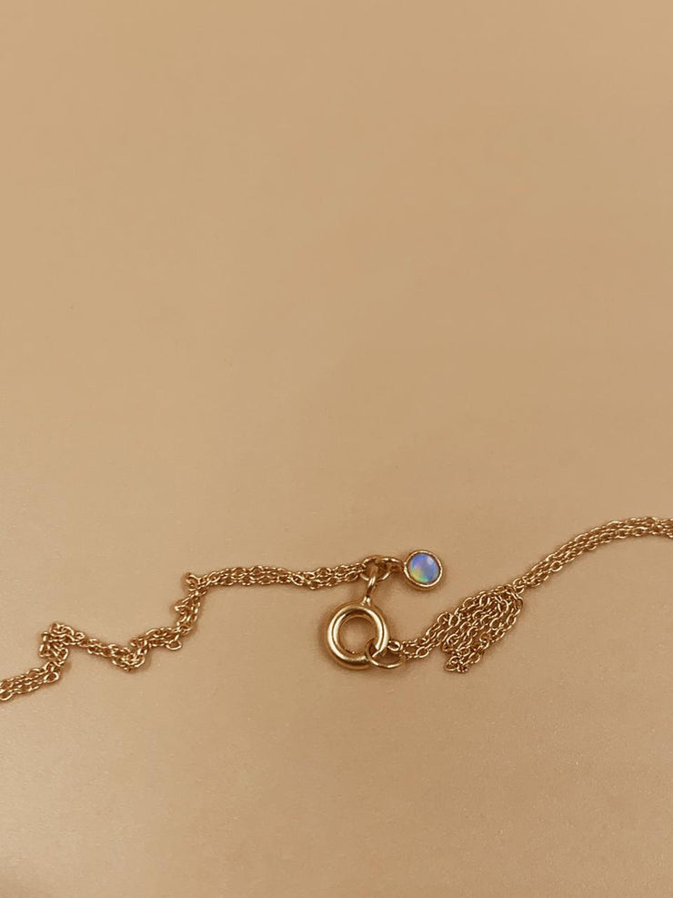 Odxel Opal Bezel Layered Dual Necklace