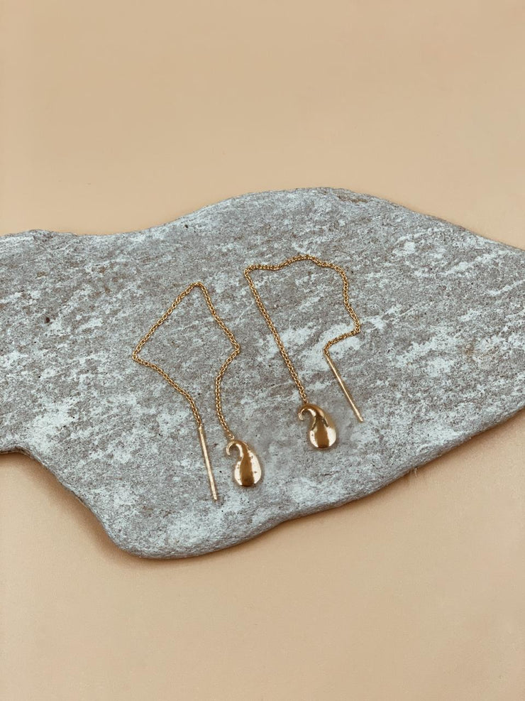 Paisley Threader Earrings | 18kt Solid Gold