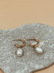 Miramar Small Baroque Pearl Huggie Hoops | 18kt Solid Gold