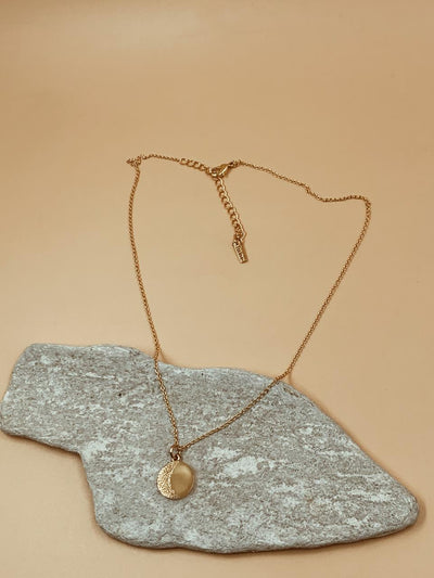 Small Moon Medallion Necklace | 18kt Solid Gold