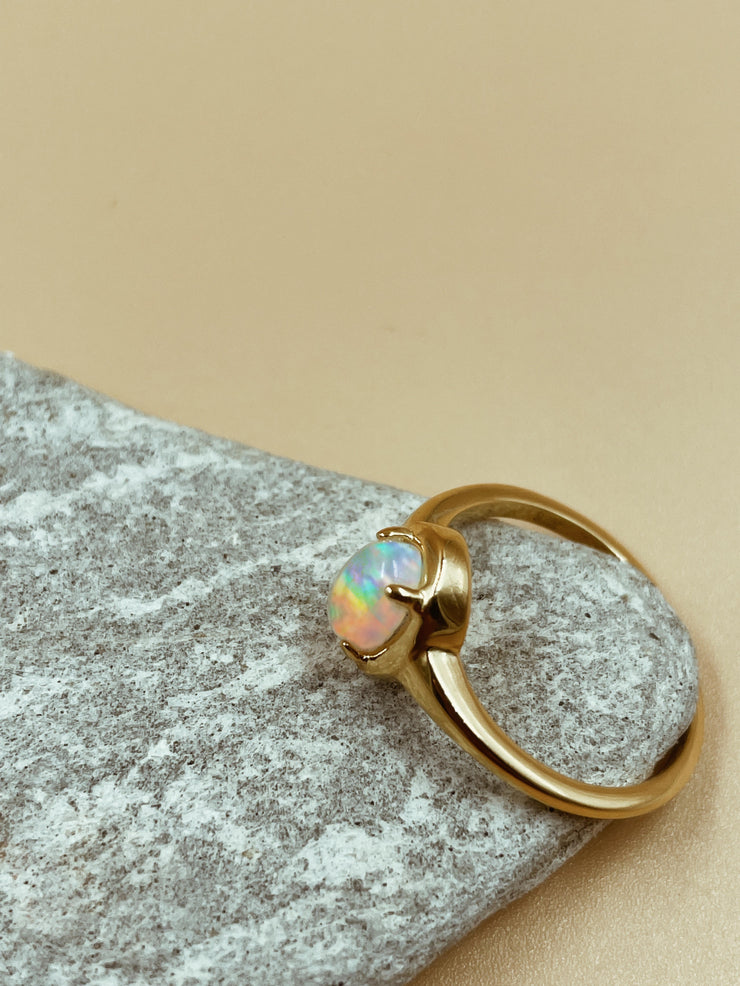 Nova Opal Oval Ring in Gold Tone